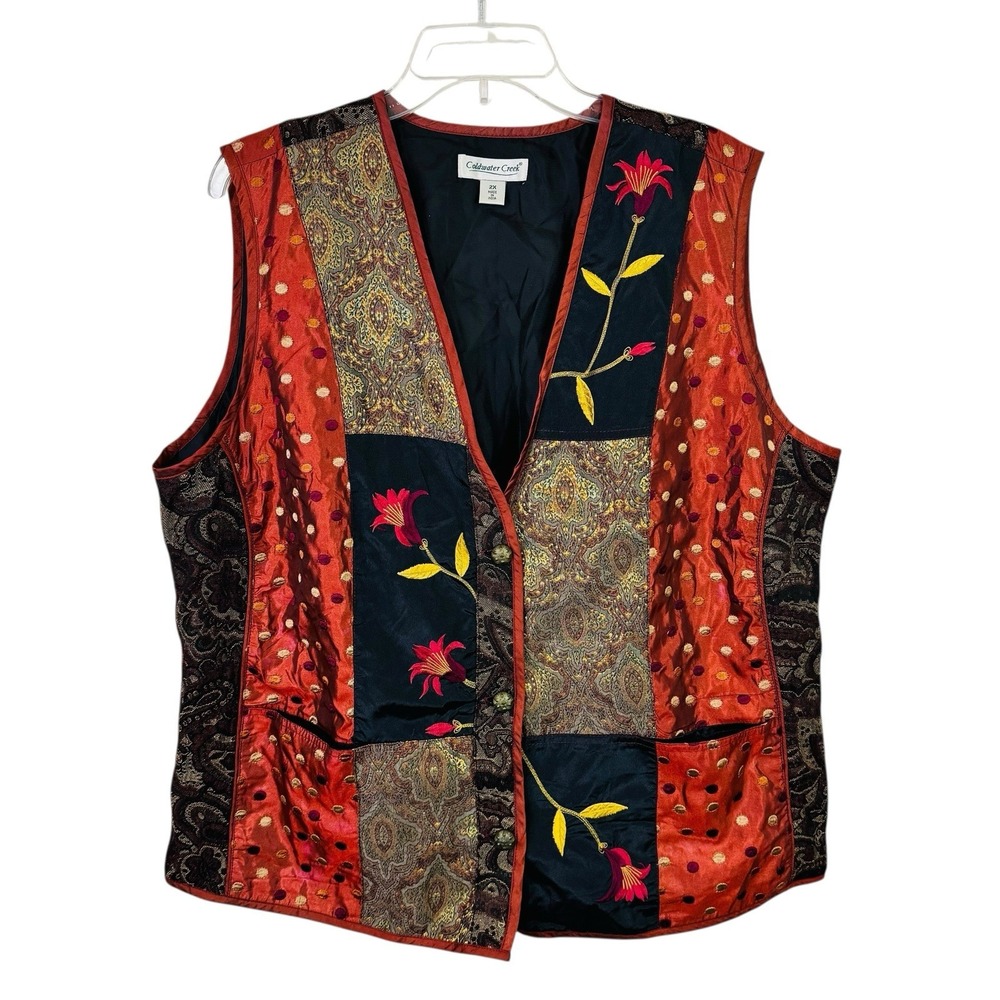 coldwater creek womens vest,‎ multi-colored with embroidered detail